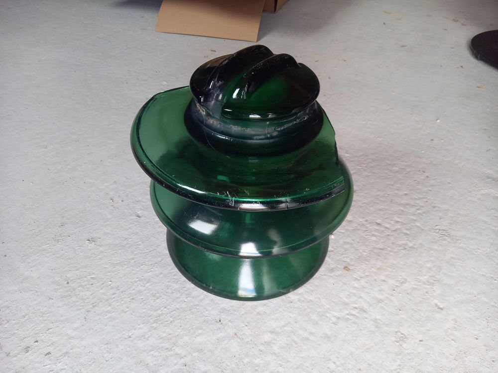 Isolateur ancien en verre vert EDF g&eacute;ant Décoration