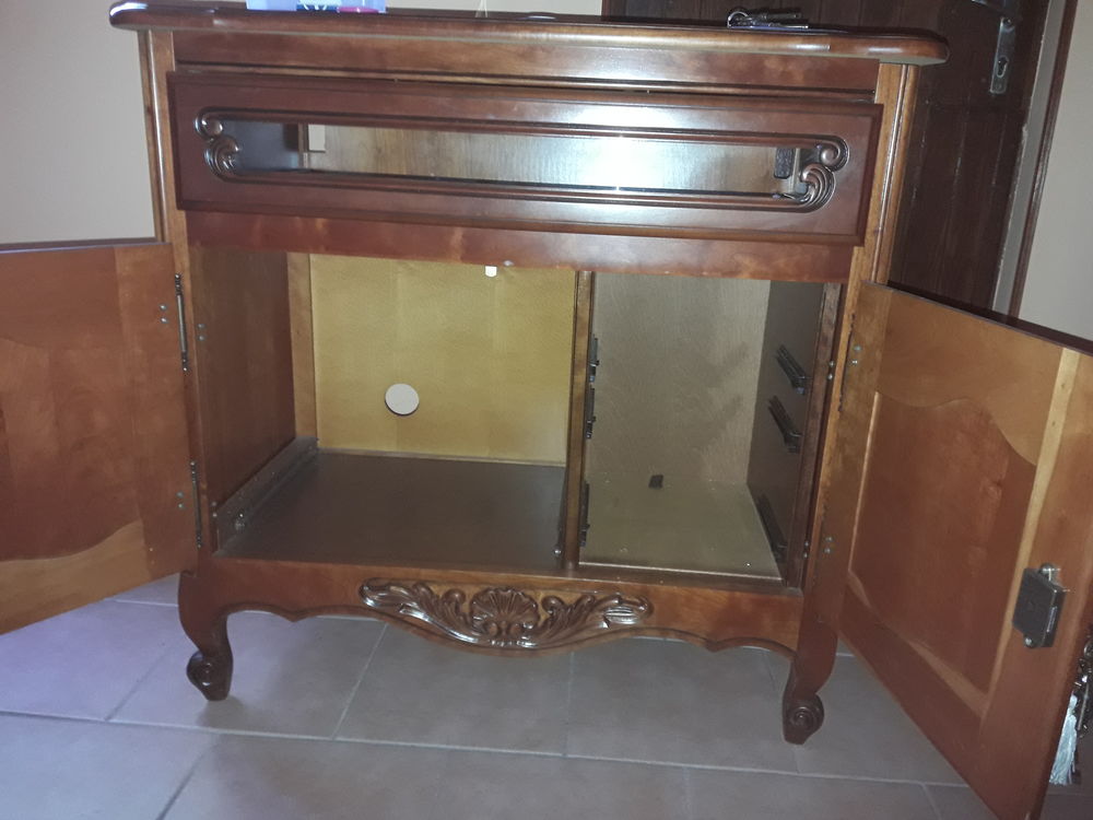 Meuble support de t&eacute;l&eacute; en merisier avec 1 tiroir coulissant Meubles