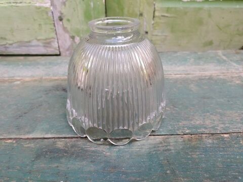 Ancienne Tulipe en verre Holophane Lampe Suspension 60 Loches (37)