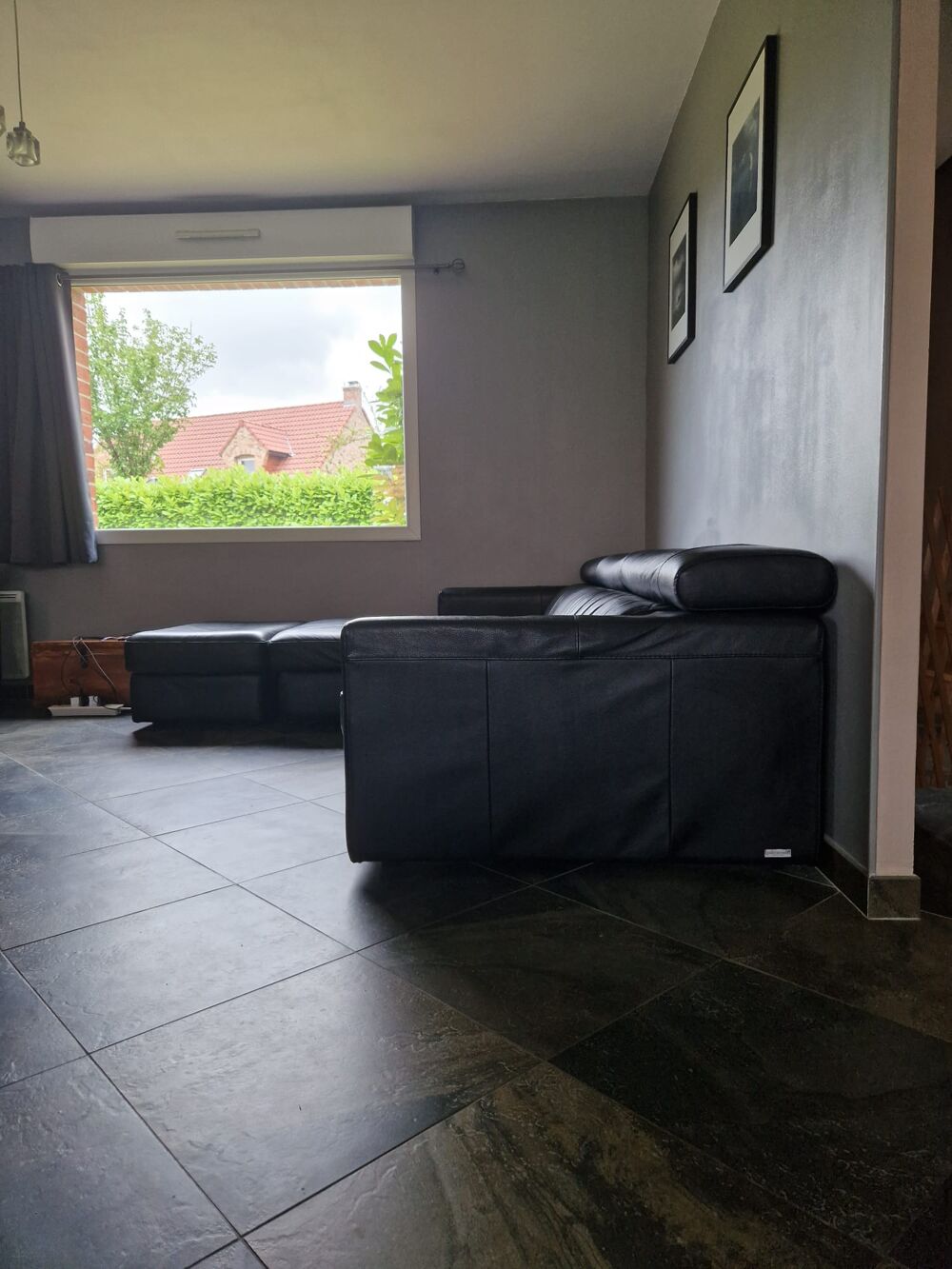Canap&eacute; cuir noir Meubles