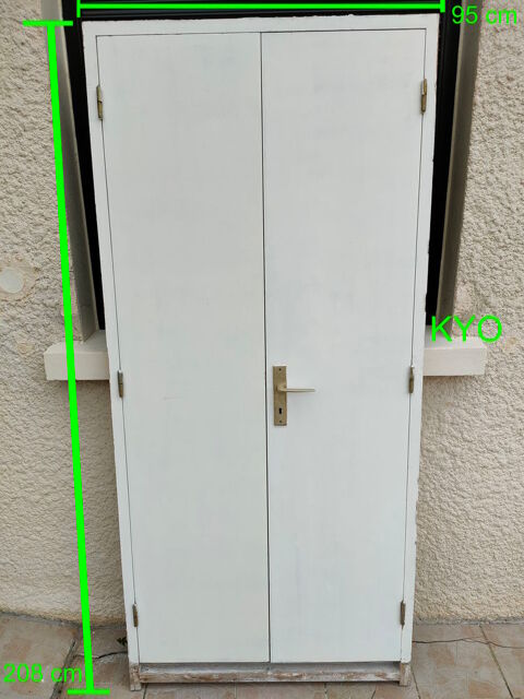 Bloc-porte 2 vantaux, Portes de placard doubles bois blanc 139 Foncine-le-Haut (39)