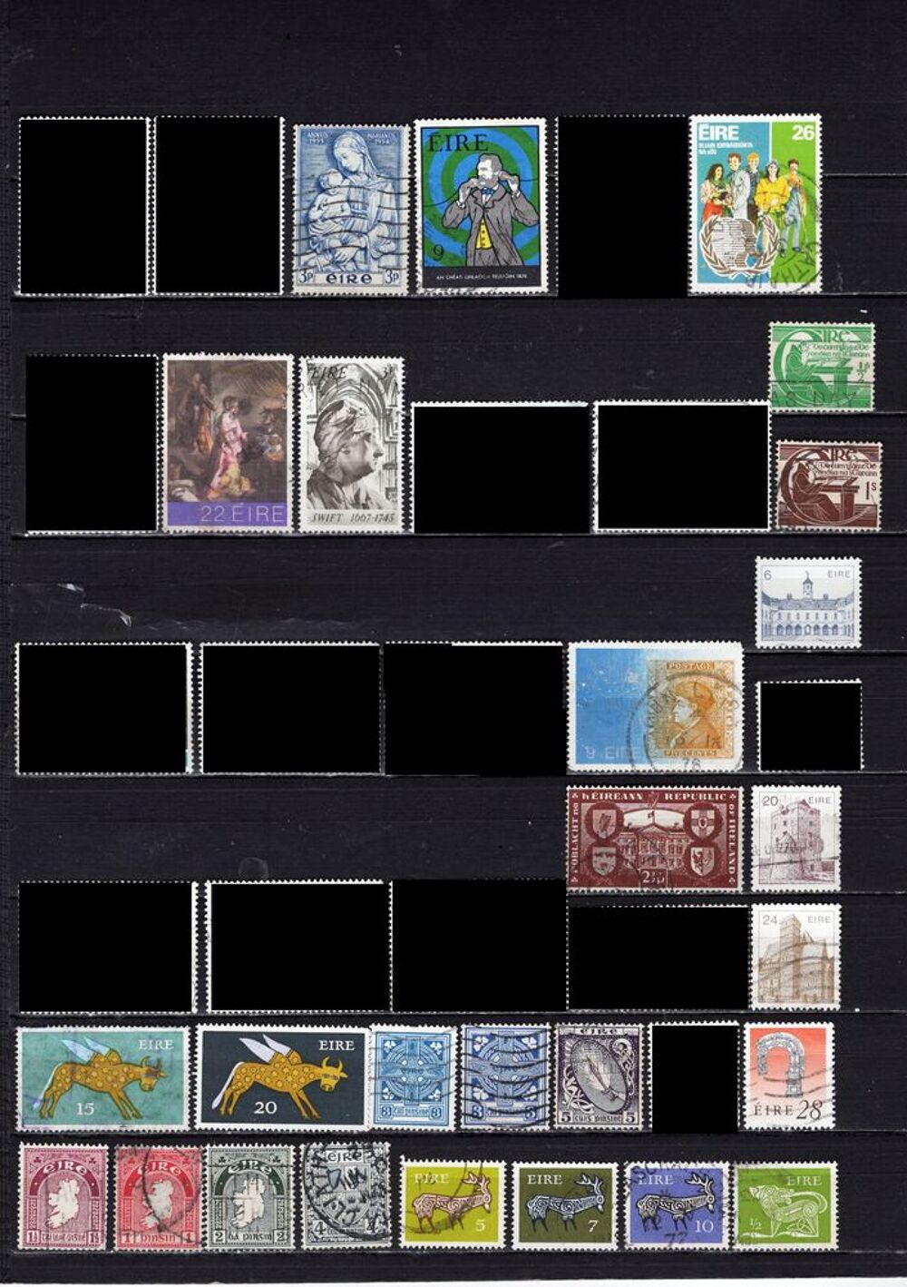 lot de 38 timbres d'IRLANDE 