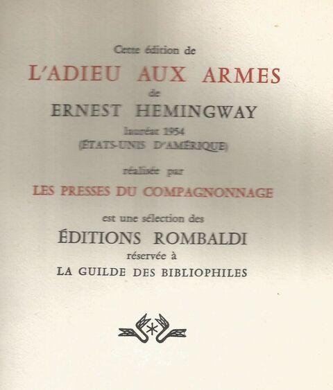 Ernest HEMINGWAY L'adieu aux armes 8 Montauban (82)
