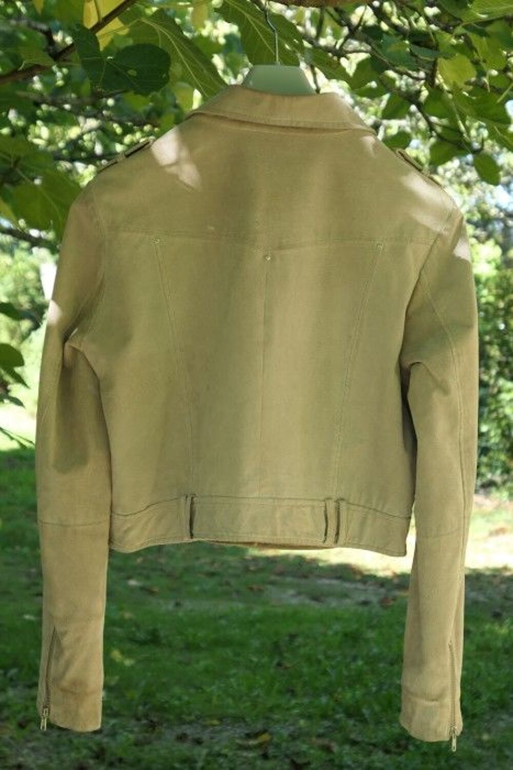 Perfecto Vero Moda beige taille 42, cro&ucirc;te de cuir Vêtements