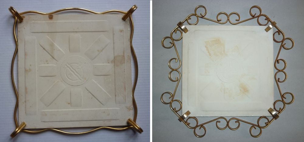 Deux dessous-plat vintage VILLEROY &amp; BOCH Sc&egrave;nes champ&ecirc;tres Cuisine