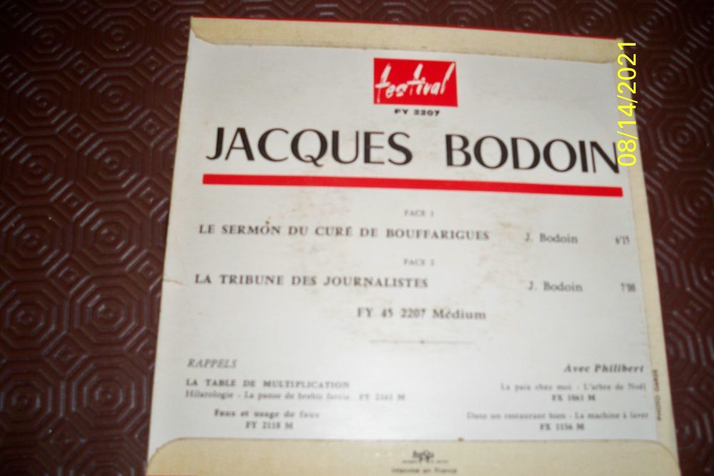 JACQUES BODOIN 45T Audio et hifi