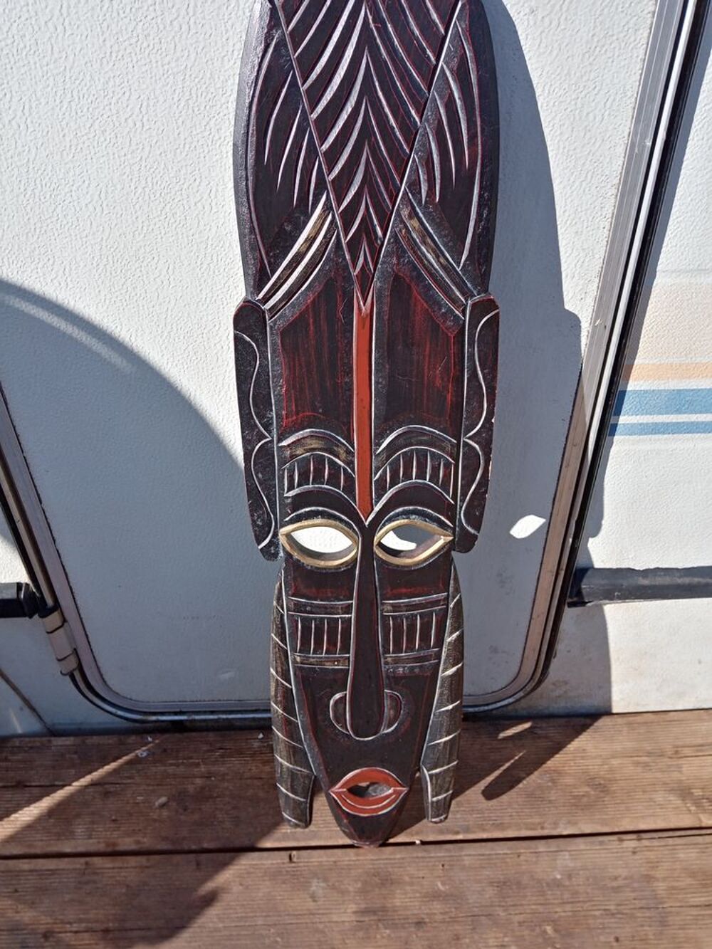 Masque Africain en &eacute;b&egrave;ne porte bonheur Décoration