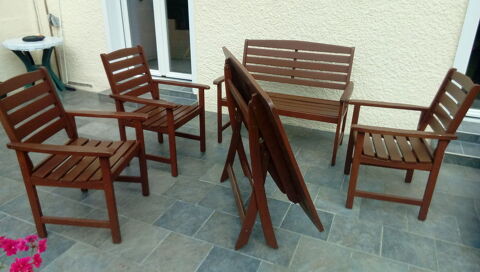  fauteuils et banc en teck 80 Bavay (59)