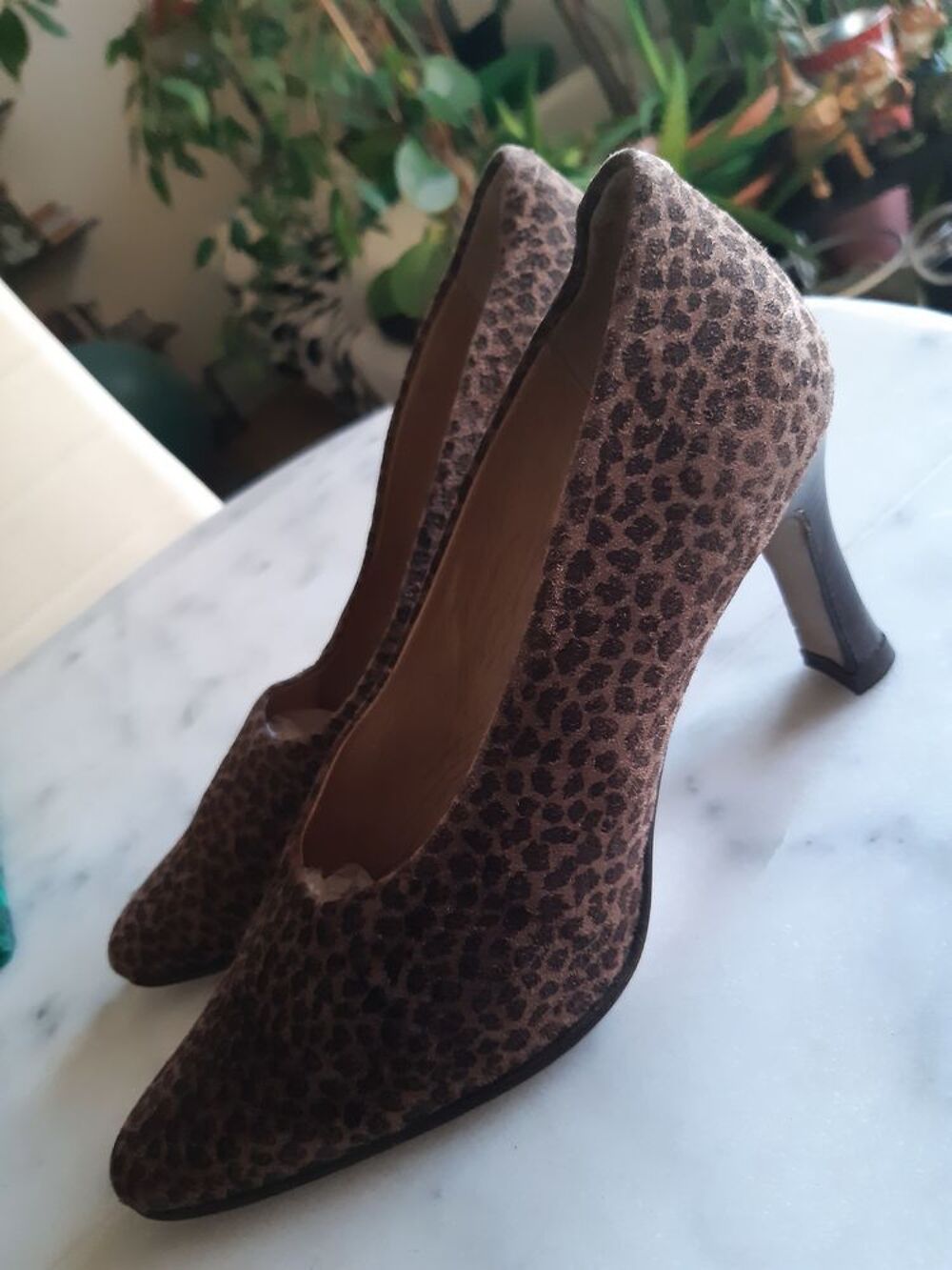 Escarpins noir "San Marina" et "pointure motif panth&egrave;re P36 Chaussures