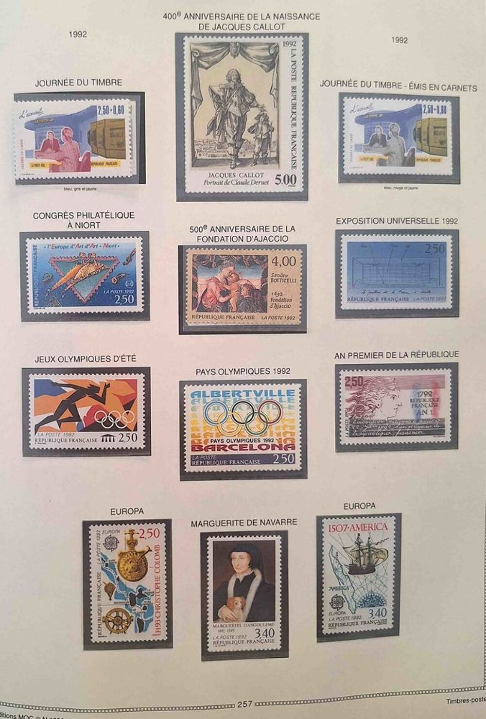 S&eacute;rie de timbres de collection de France F10 
