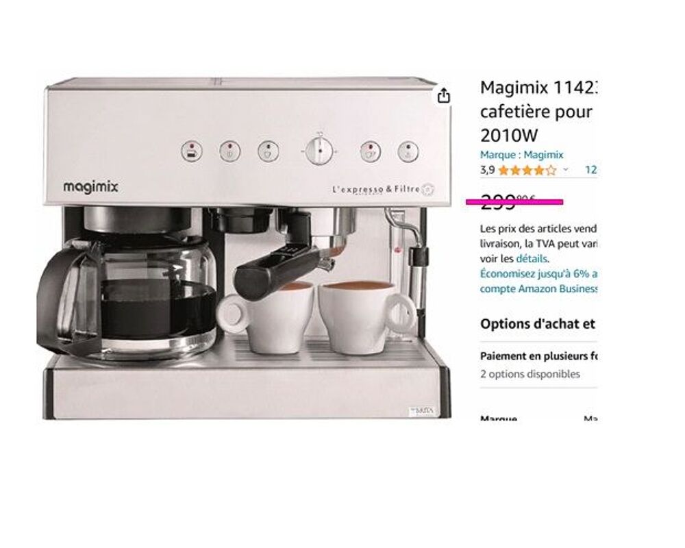 Cafetiere combin&eacute;e MAGIMIX 11423 (peu servi) filtre+expresso Electroménager