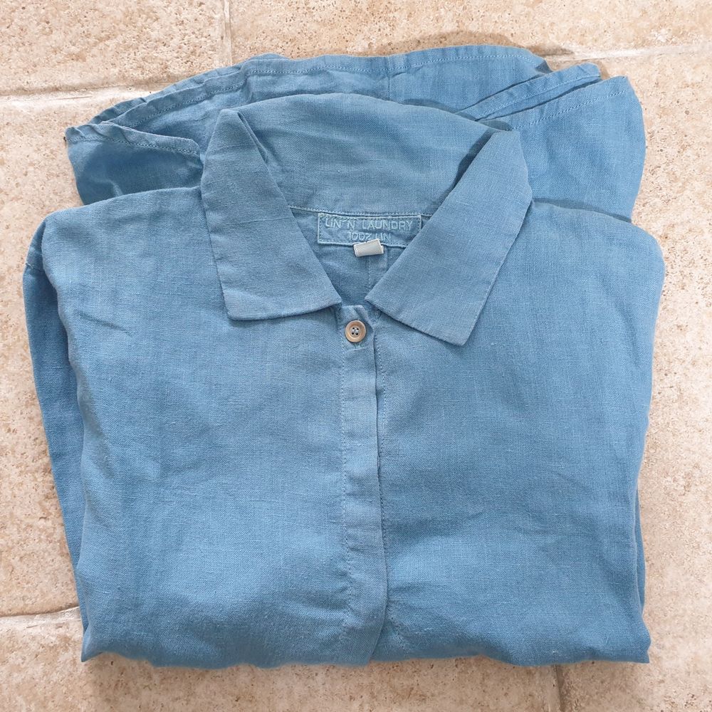 Chemise / Blouse bleue Lin Manches &frac34; Lin'n Laundry T 42 Vtements