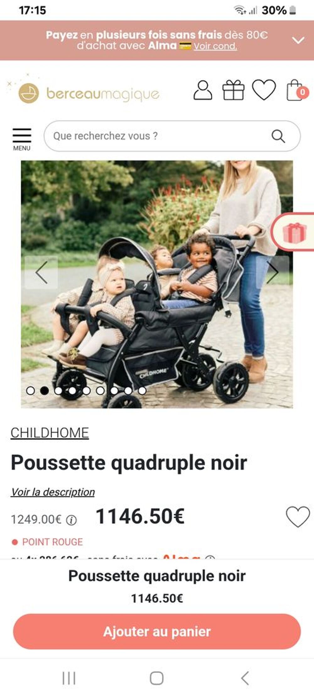 Poussette quadruple Puériculture