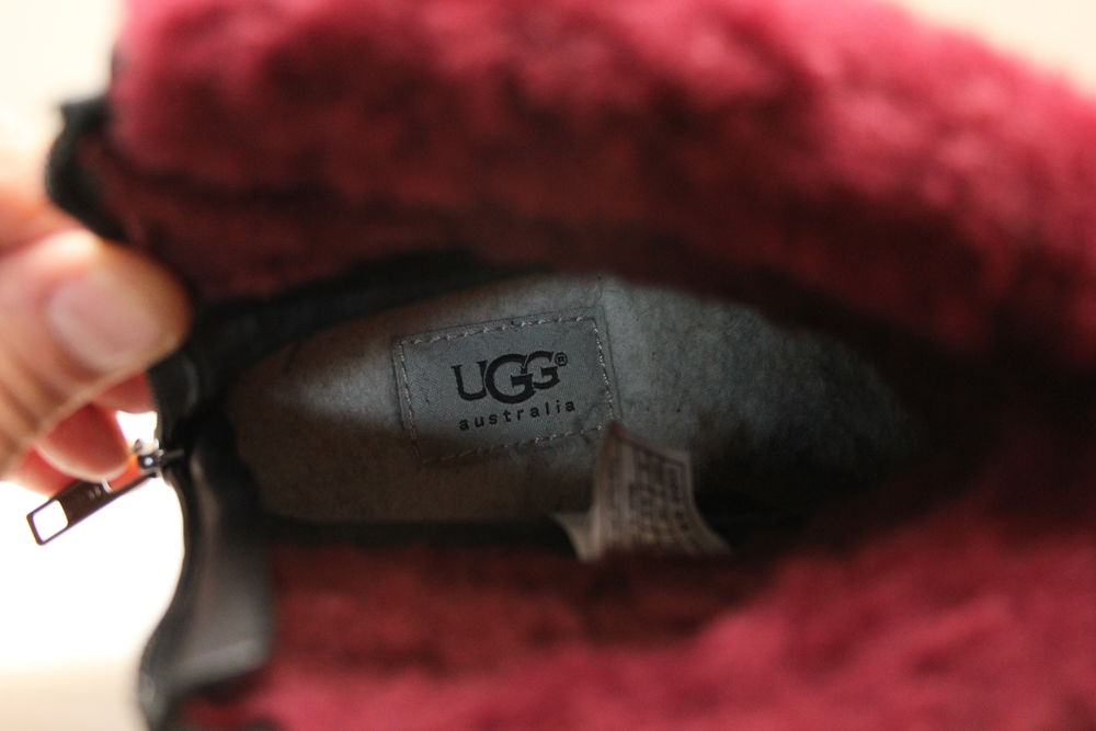 Bottines cuir et fourrure bordeaux UGG T.39 Chaussures