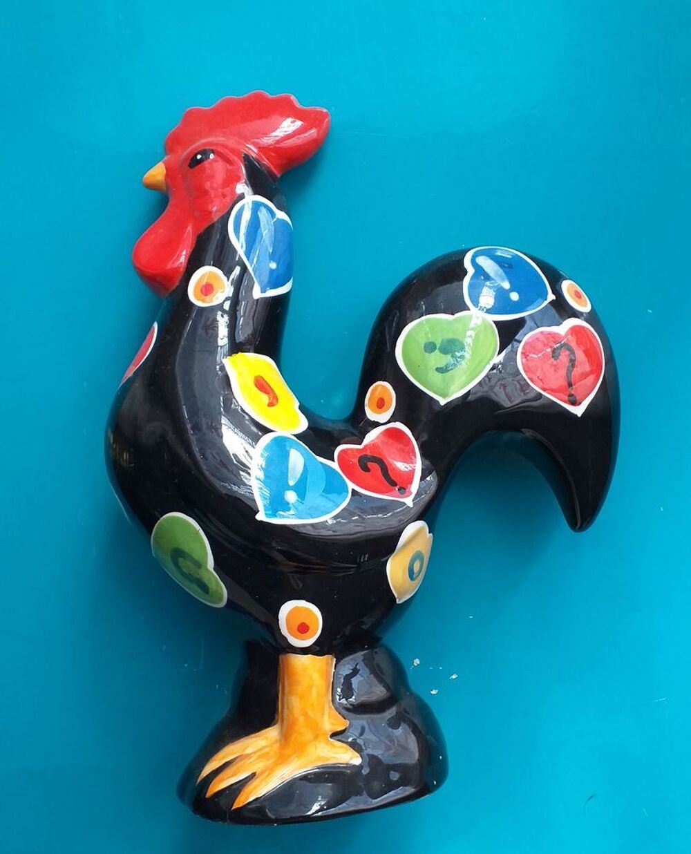 Statuette coq portugais, galo de BARCELOS en faience - Hauteur 24 cm Dcoration