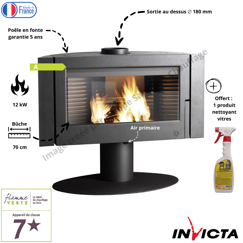 Po&ecirc;le &agrave; Bois en Fonte Antaya Invicta 12kw - Made In France 
Bricolage