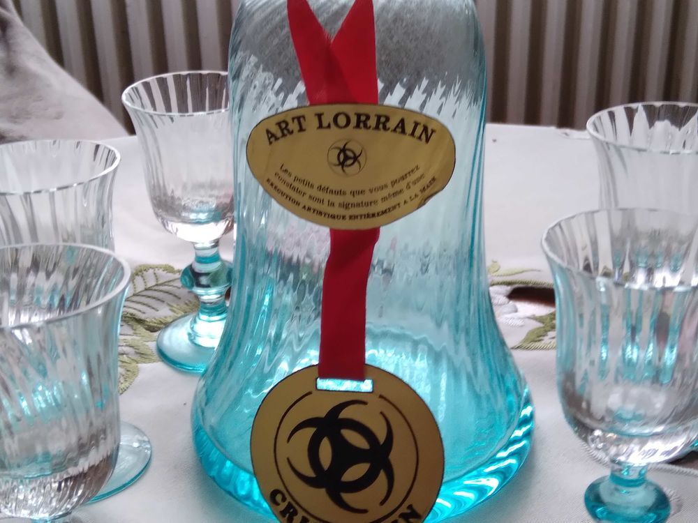 SERVICE &agrave; € LIQUEUR EN CRISTAL ART LORRAIN FAIT MAIN, VINTAGE ANNEES 1970'S EN PARFAIT ETAT, JAMAIS UTILISE AVEC ETIQUETTE D'ORIGINE Electroménager