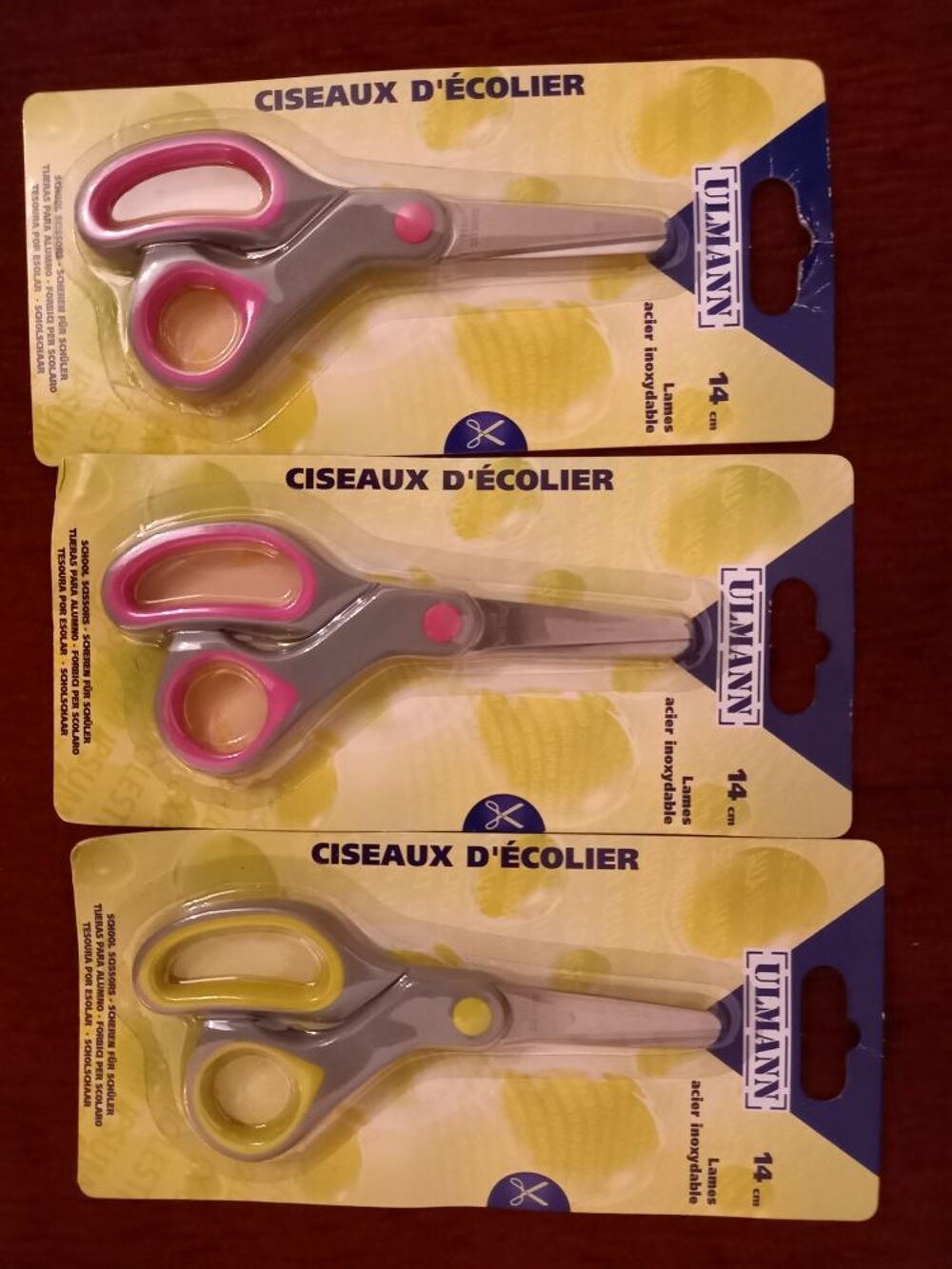 Lot 3 ciseaux d'&eacute;colier NEUFS Bricolage
