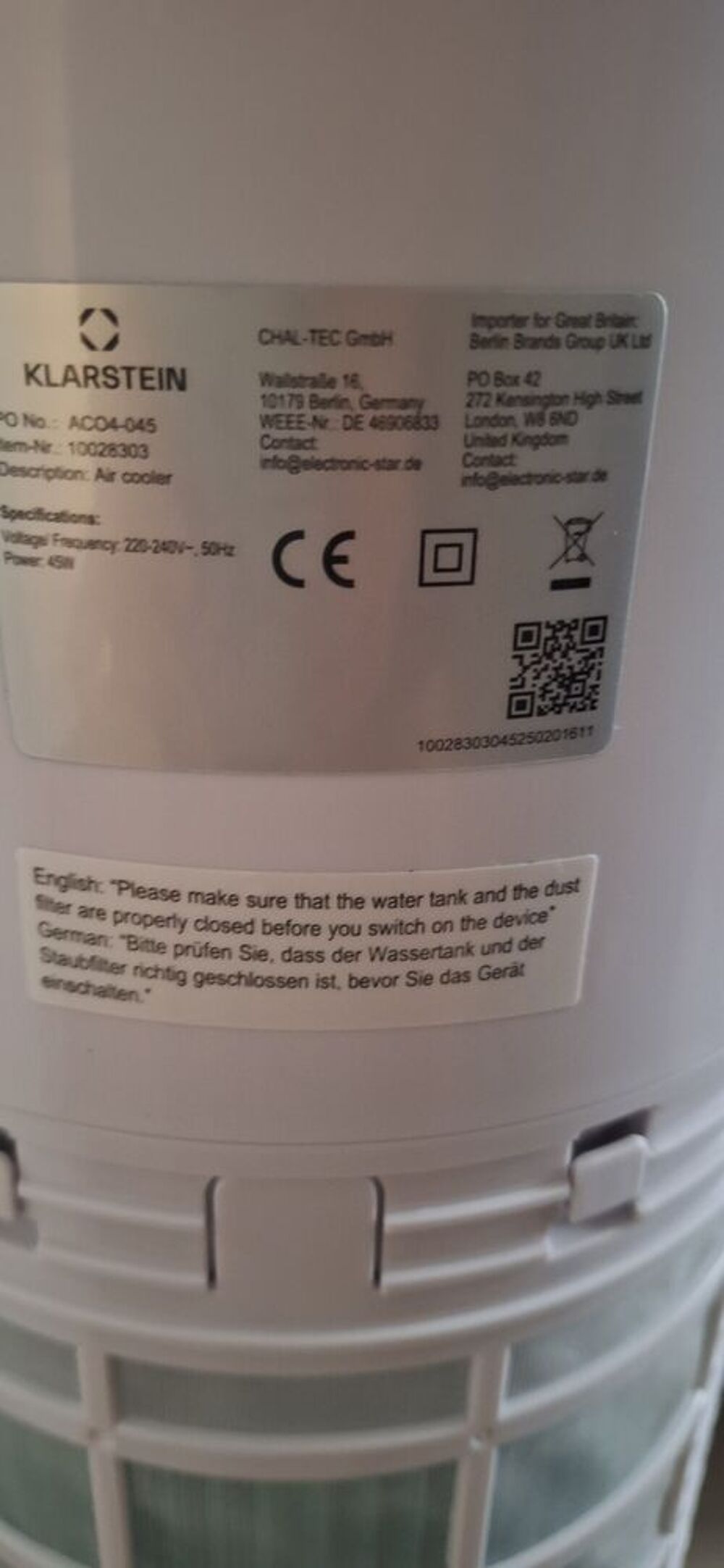 Ventilateur rafraichisseur humidificateur Electroménager