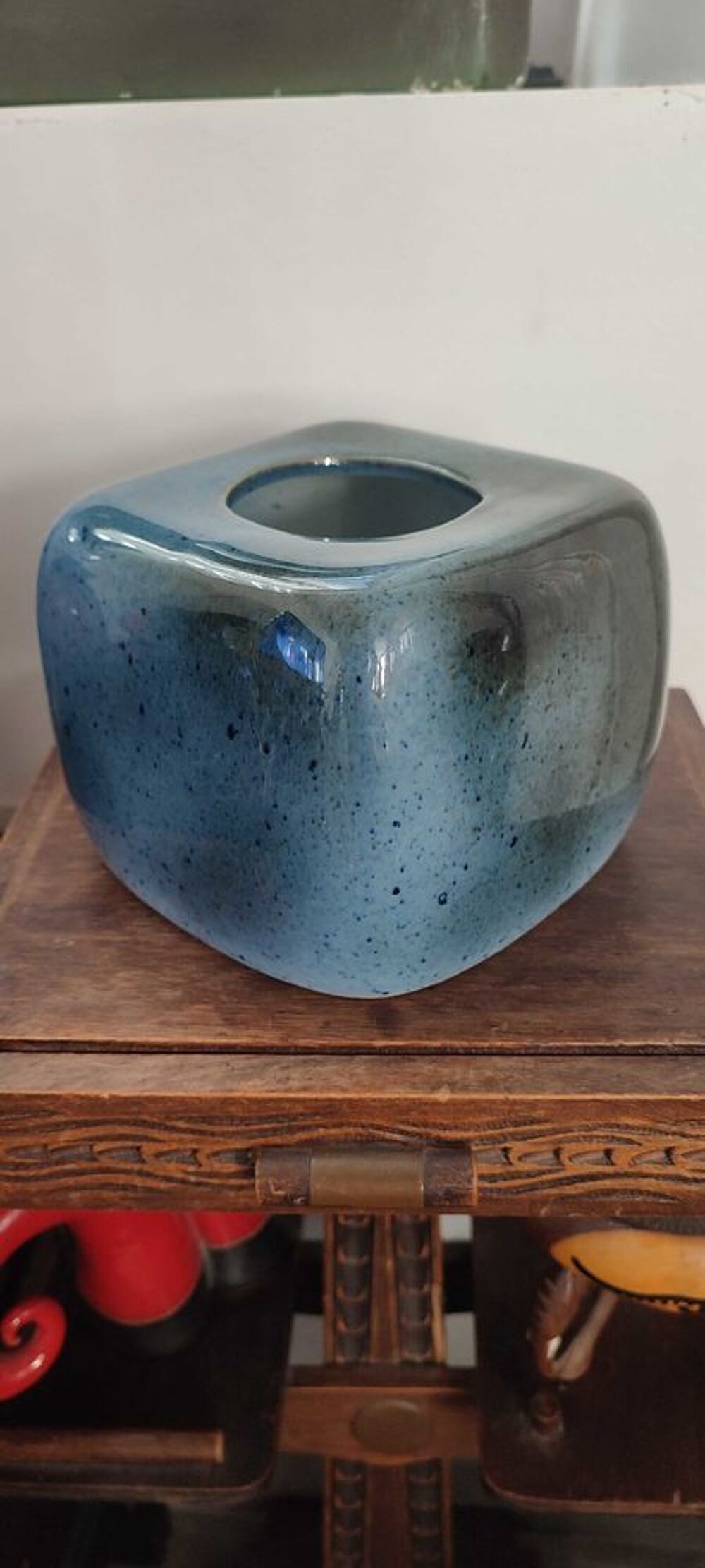 Bougeoir cube porcelaine Virebent Vintage ann&eacute;es 60 