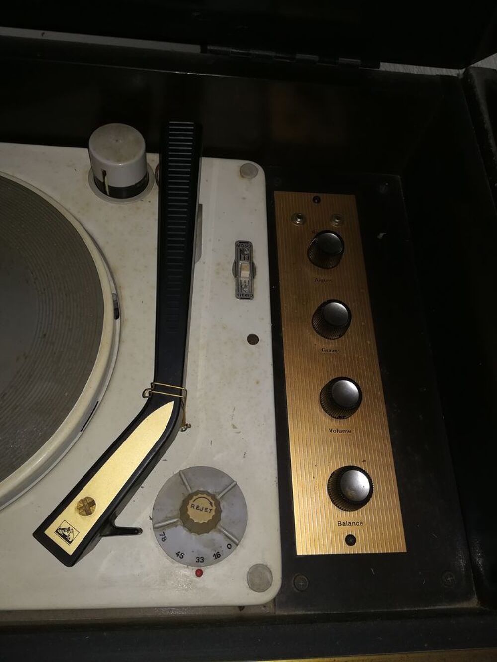 Meuble &eacute;lectrophone st&eacute;r&eacute;ophonique sur pieds PATHE MARCONI Audio et hifi