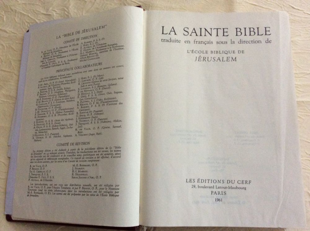 La Sainte Bible &Eacute;ditions du Cerf Paris 1961 Livres et BD