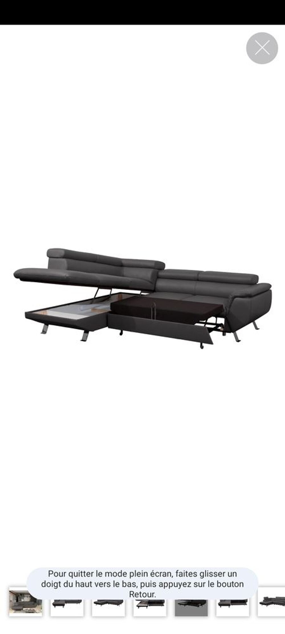 Canap&eacute; d'angle convertible en cuir v&eacute;ritable Meubles