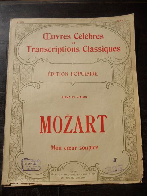 OEUVRES C�L�BRES et TRANSCRIPTIONS CLASSIQUES PIANO et VIOLO 5 Tours (37)