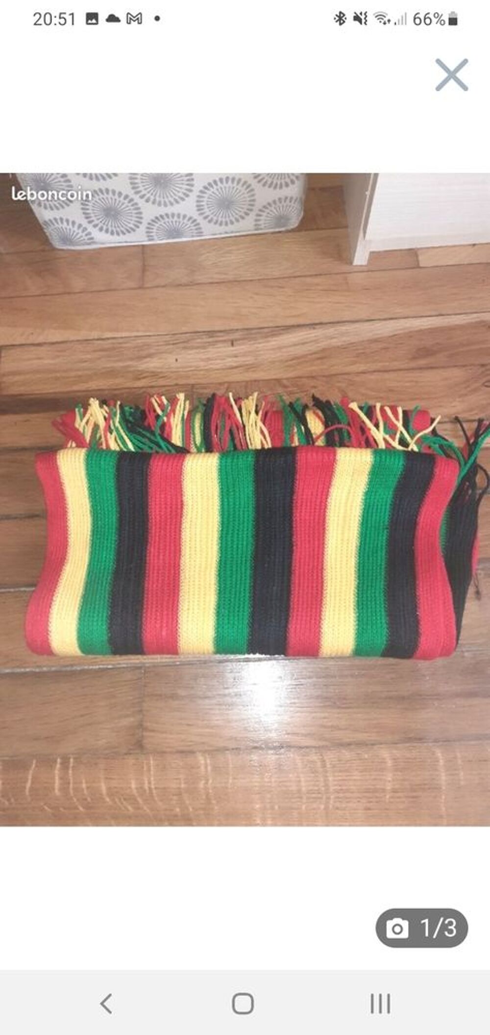 &Eacute;charpe Rasta vert jaune rouge &eacute;paisse neuf Vêtements