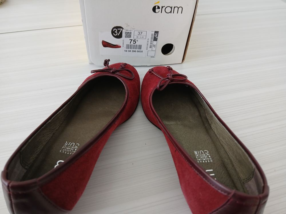 Ballerines en cuir daim bordeaux - Eram - pointure 37 Chaussures