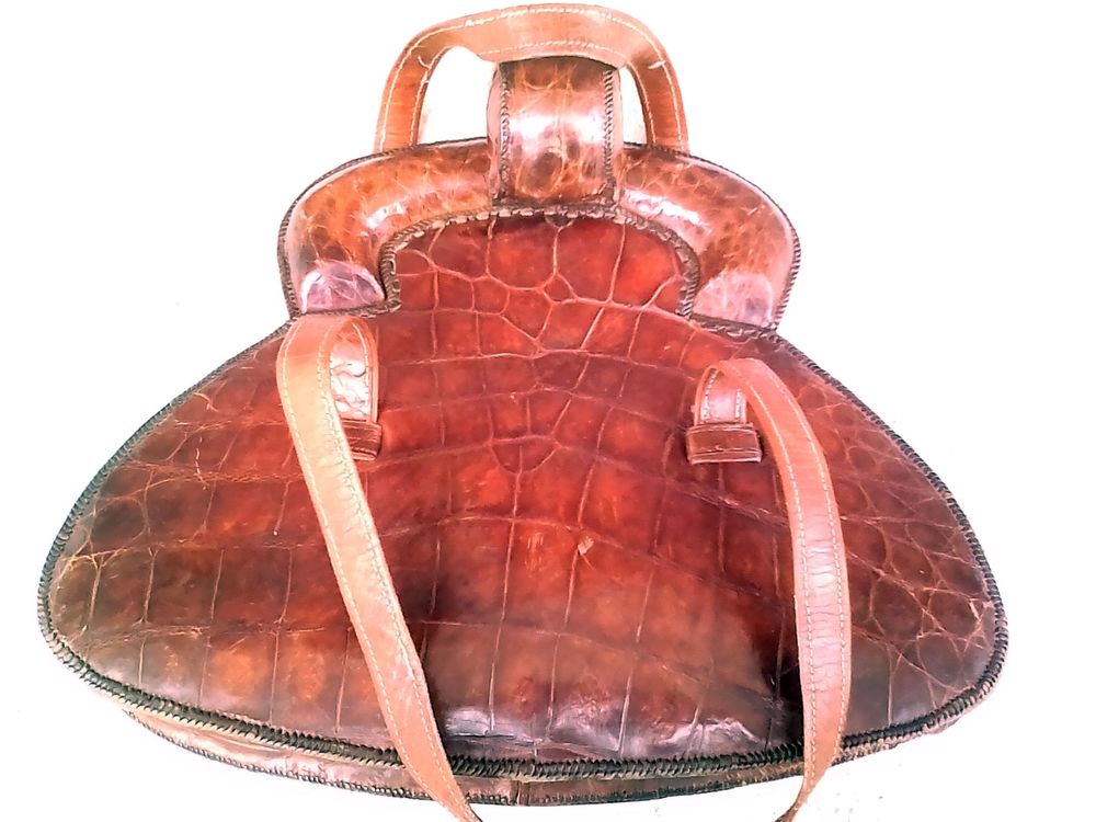 Rare sac &agrave; main en croc o v&eacute;ritable ann&eacute;es 1900 Maroquinerie