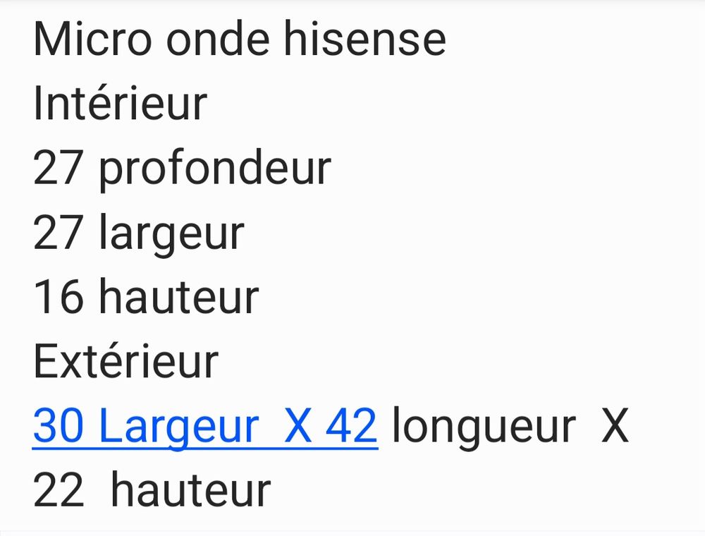 Micro onde en TBE servi 4 fois Electroménager