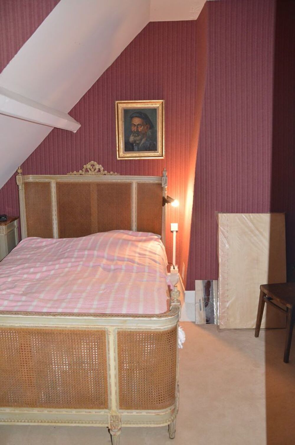 Lit ancien - chevet avec marbre Meubles