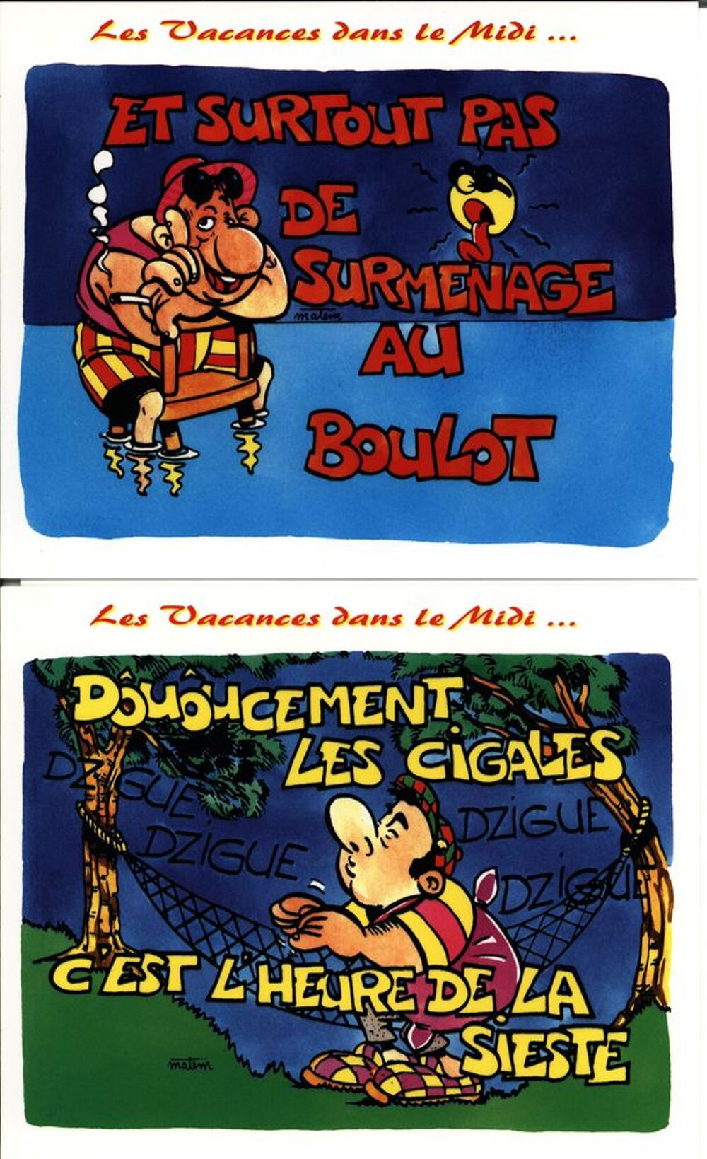 Lot de 6 cartes postales les vacances dans le midi
