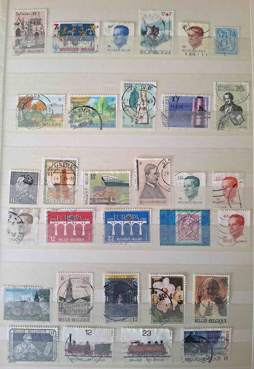S&eacute;rie de timbres de collection de Belgique A 