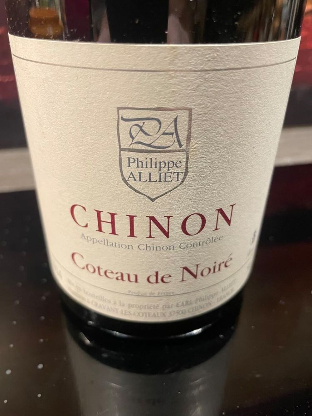 1 Bt CHINON Coteau de Noir&eacute; 2014 Philippe ALLIET Cuisine