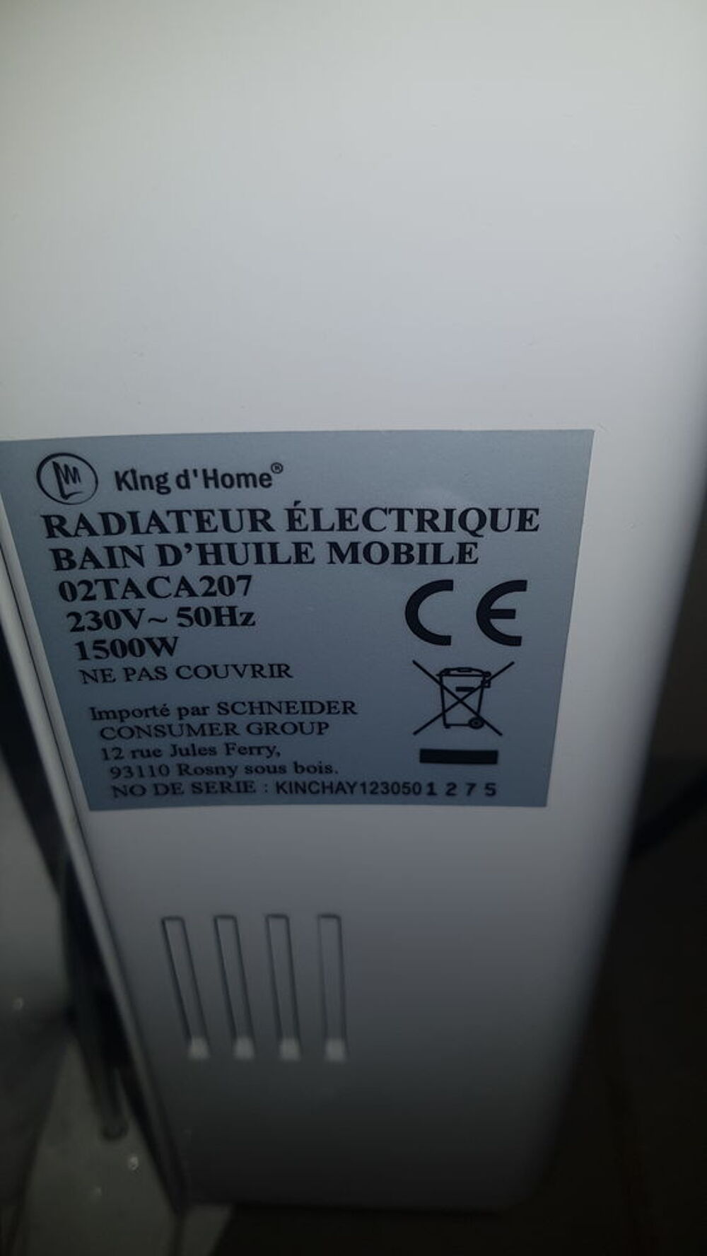 Radiateur bain d'huile Electroménager