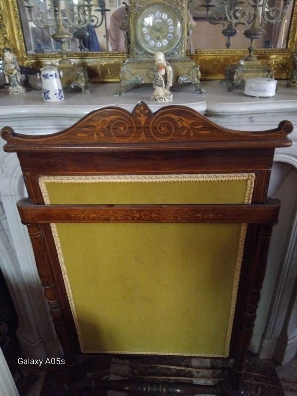 Pare-feu de chemin&eacute;e ancien-style Napol&eacute;on III -bois marquet&eacute; Meubles