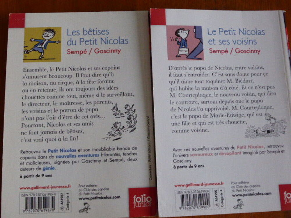 Les histoires in&eacute;dites du petit Nicolas Tomes 1 et 4 Livres et BD