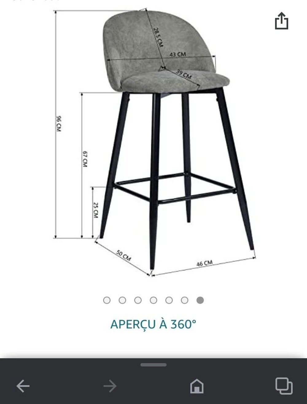 Magnifique chaises haute (de bar) grises Meubles