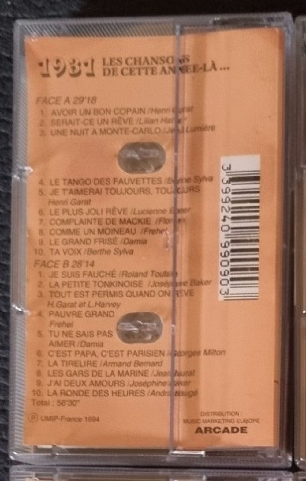 Cassette audio - "Les chansons de cette ann&eacute;e-l&agrave;... 1931" Audio et hifi