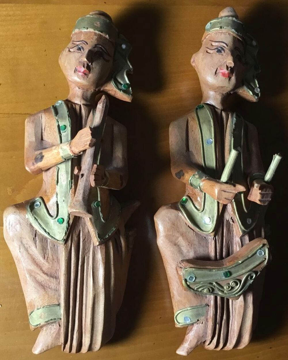 Paire de figurines musiciens Birman Décoration