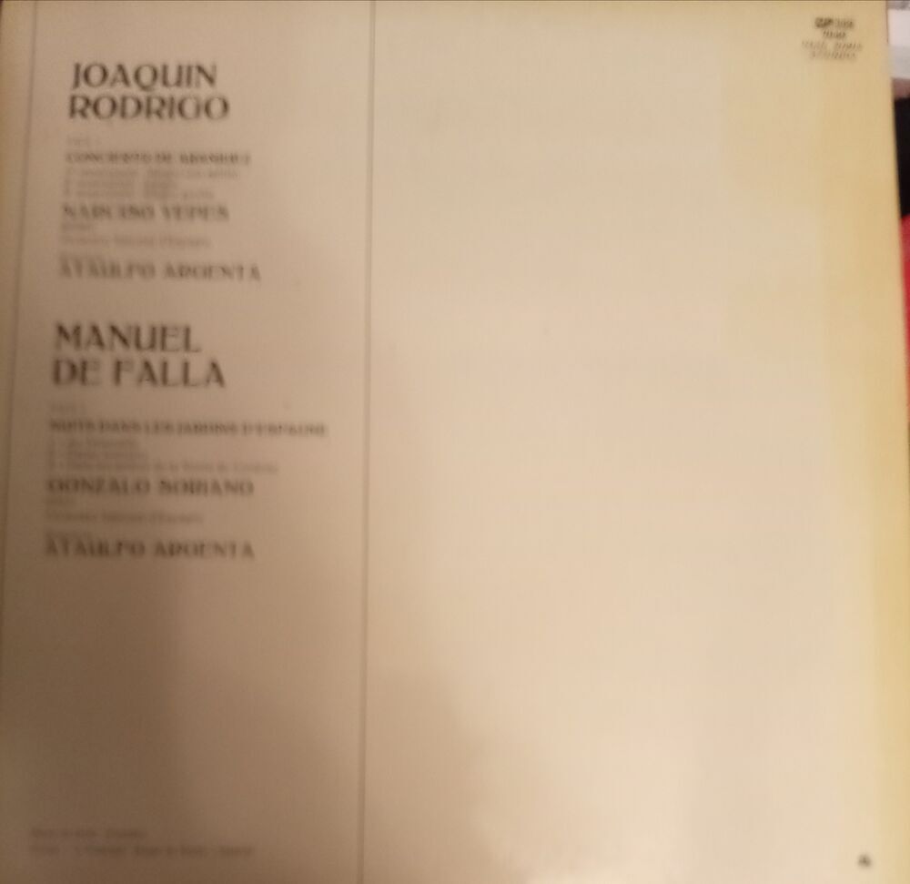 JOAQUIM RODRIGO / CONCERTO DE ARANJUEZ / DISQUE 33 TOURS 
45 CD et vinyles