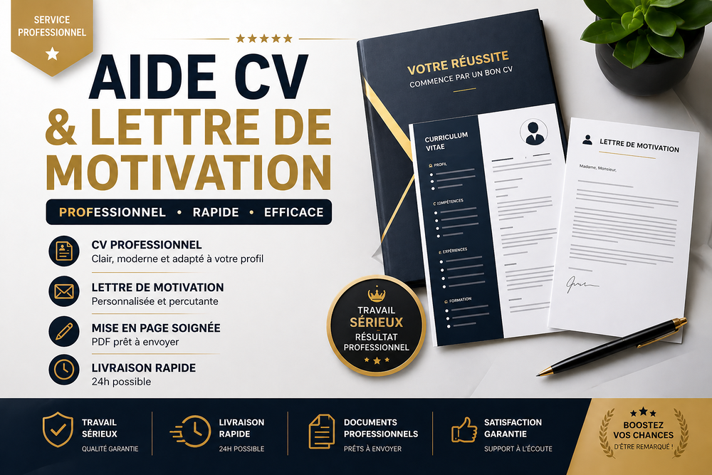   CV professionnel + lettre de motivation (rapide et efficace) 