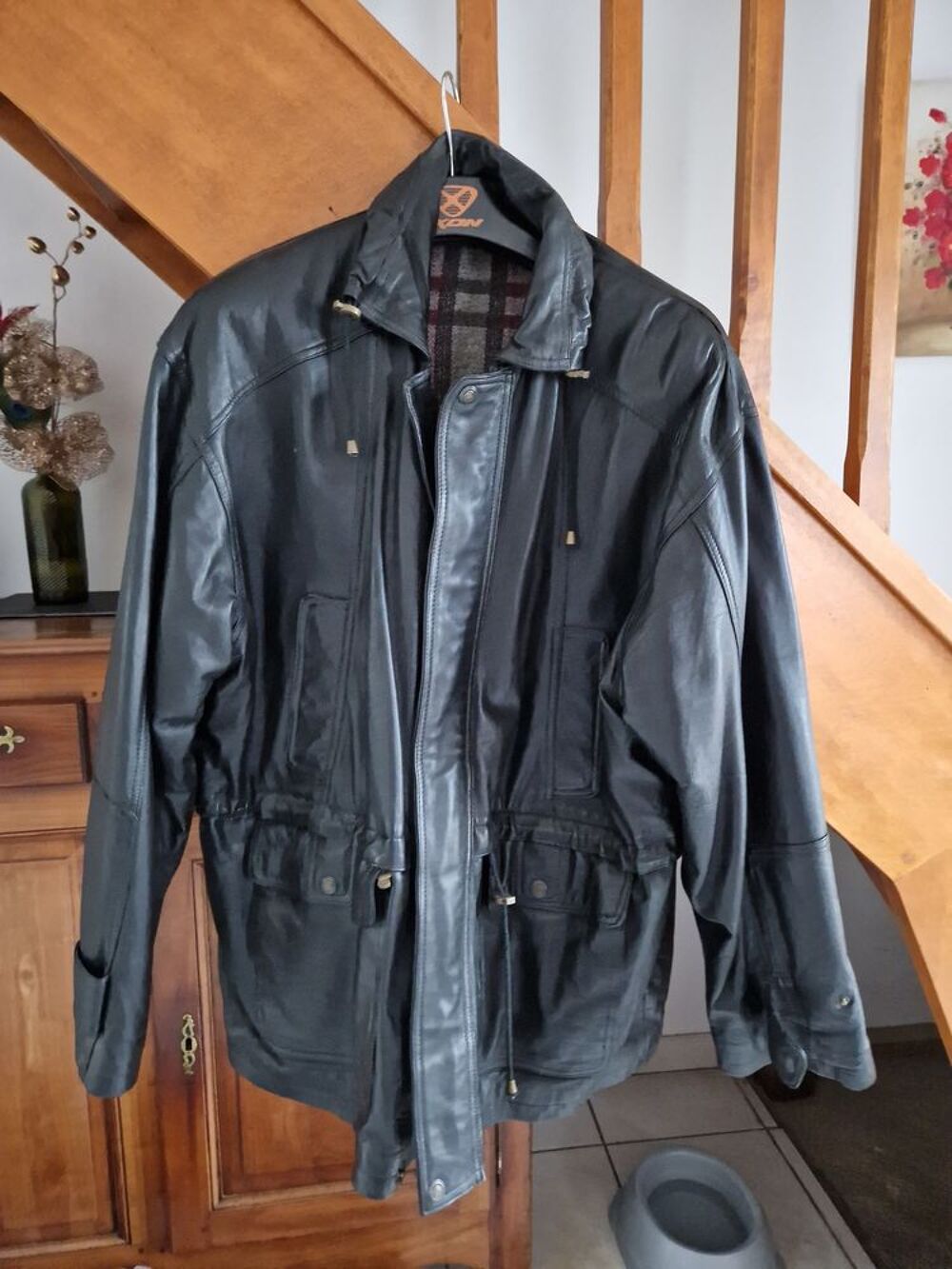 Veste cuir noir Vêtements