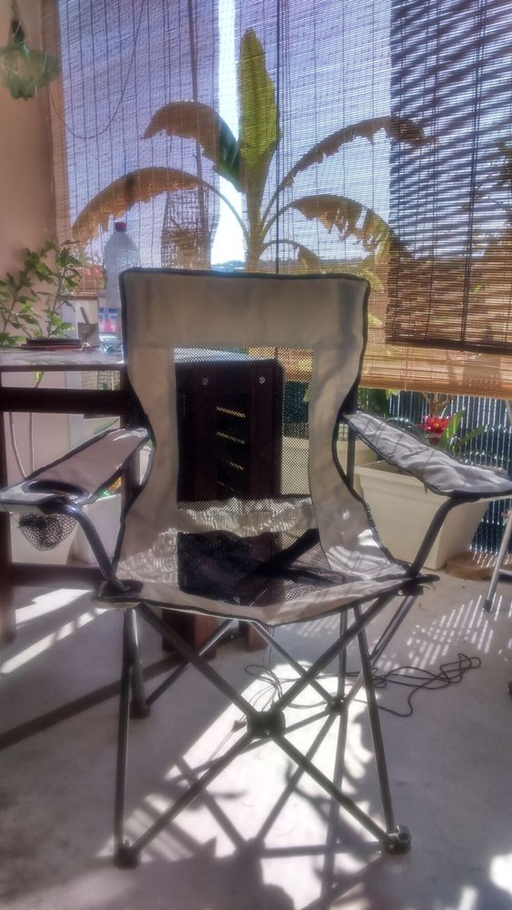Chaise de camping &agrave; bras avec sac de rangement Meubles