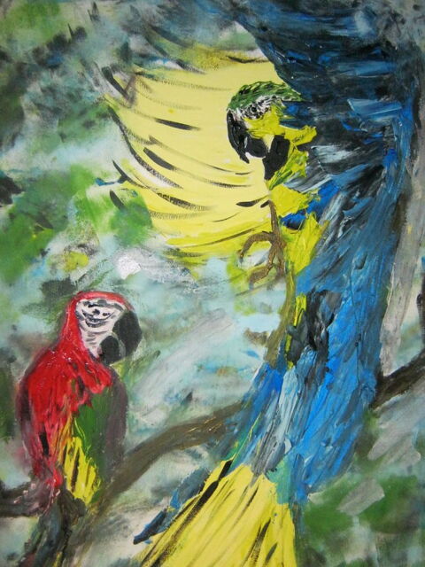 peinture acrylique perroquets 180 26100 Romans-sur-isre
