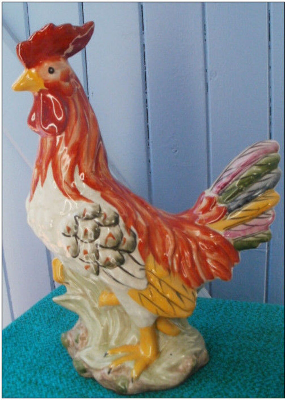 Statue, sculpture COQ en pl&acirc;tre, haut en couleur, Hauteur 30 Décoration