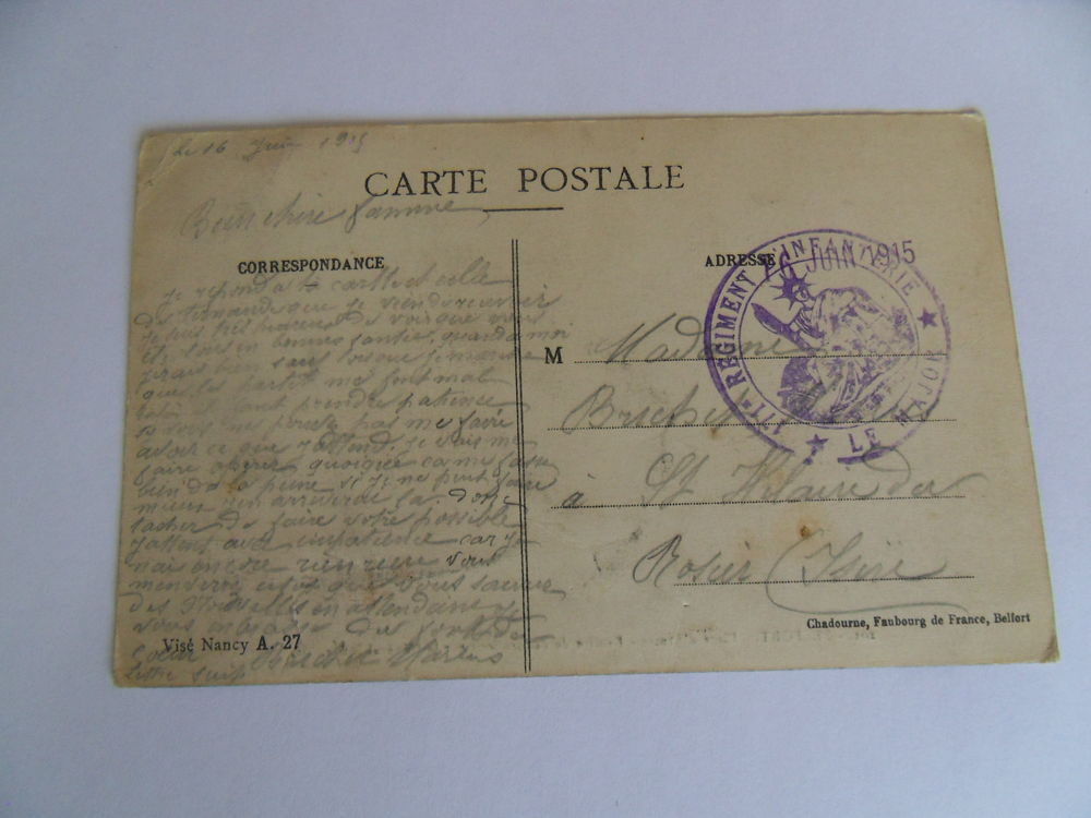 Carte Postale Rare....Militaire Ancienne BELFORT. 