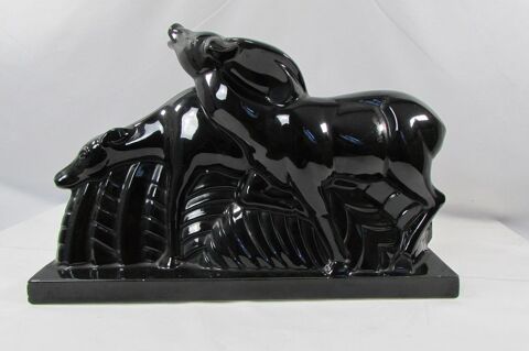 Couple d'antilopes, LEMANCEAU , c�ramique noire 350 Castres (81)